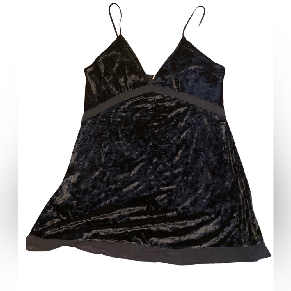 Babydoll mini crushed velvet teddy dress. Rich midnight blue XL